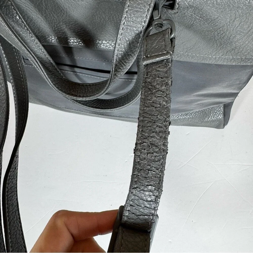 Kwani Tote Bag Gray Studded Nylon Leather Neutral Laptop Korea Adjustable Modern